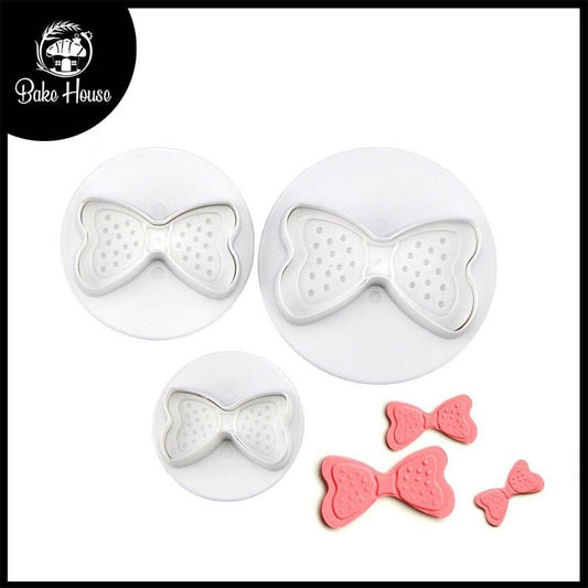 Bow Fondant Plunger Cutter 3Pcs Set Plastic