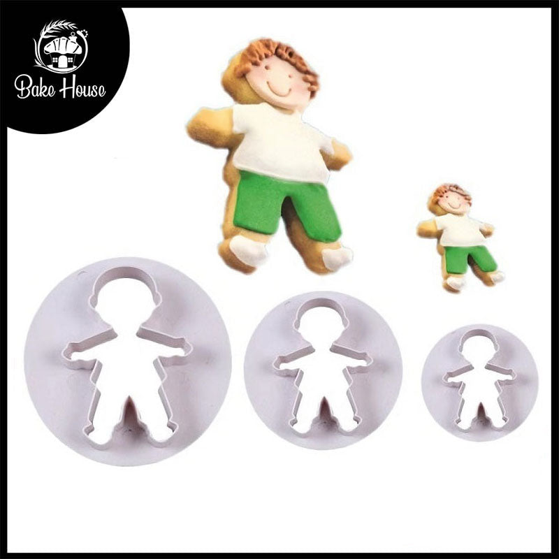 Boy Fondant & Cookie Cutter 3Pcs Set Plastic