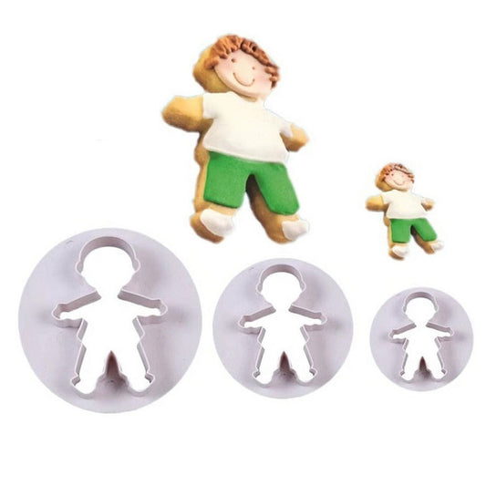 Boy Fondant & Cookie Cutter 3Pcs Set Plastic