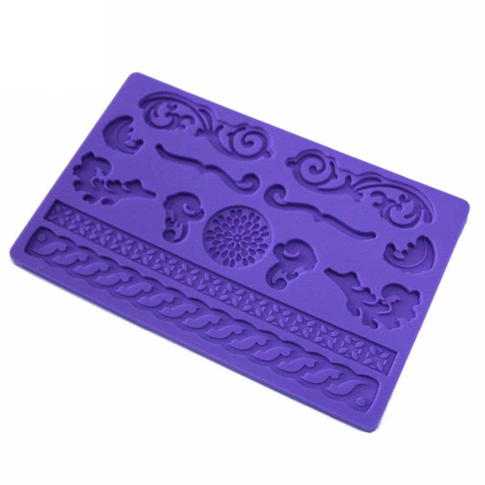 Brooch Border Design Silicone Fondant Sheet