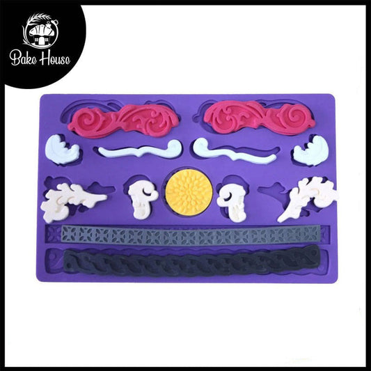 Brooch Border Design Silicone Fondant Sheet