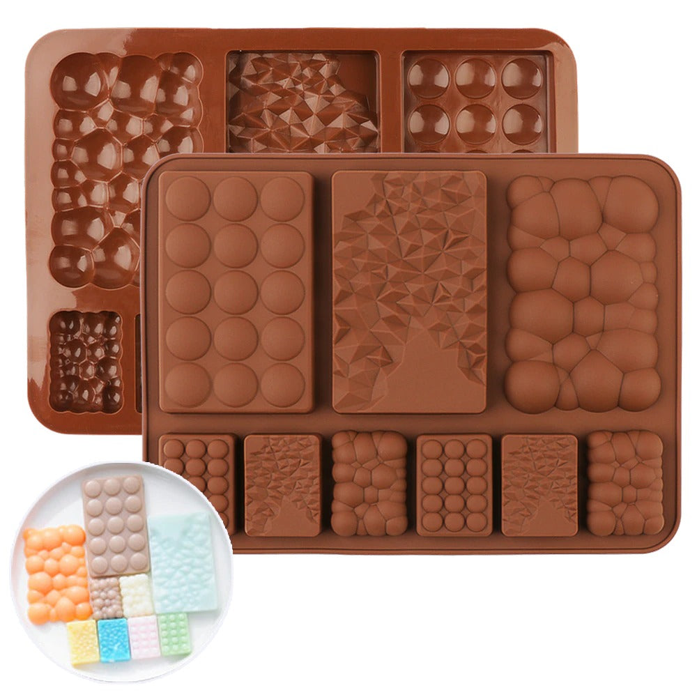 Bubble & Cracked Theme Silicone Chocolate Bar Mold 9 Cavity