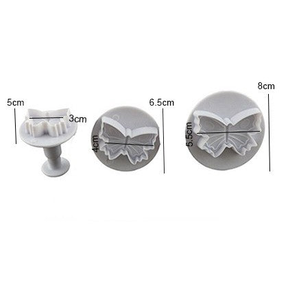 Butterfly Fondant & Cookie Plunger Cutter 3Pcs Set Medium