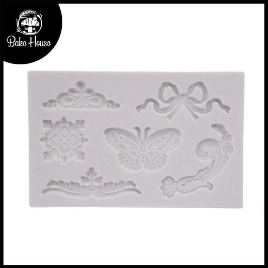 Butterfly & Cake Border Silicone Fondant Mold