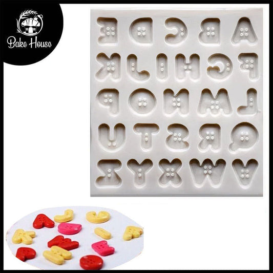 Button Style A To Z Alphabet Silicone Fondant Mold