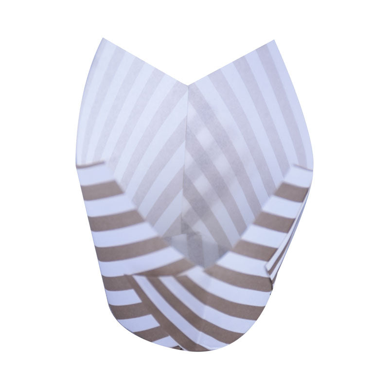 White Stripes Designed Tulip Cupcake Liner 50 Pcs Pack