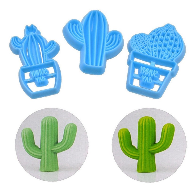 Cactus Fondant & Cookie Cutter 3Pcs Set