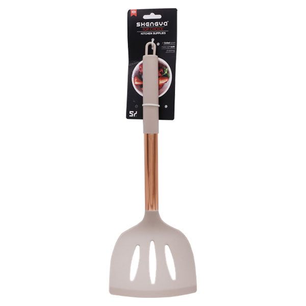 SHENGAYA Silicone Slotted Spatula Turner With Copper Handle