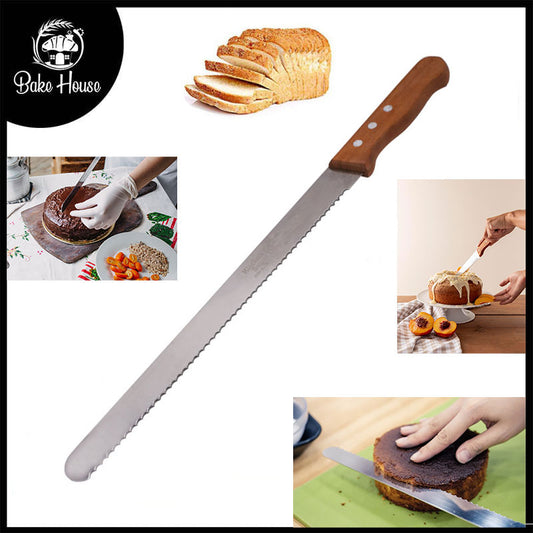 Cake Cutting Knife Steel With Wood Handle 11.5 inch