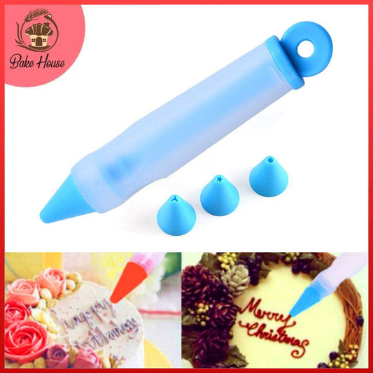 Cake Icing Writing Decorating Pen Tool Silicone with 3 Plastic Nozzles