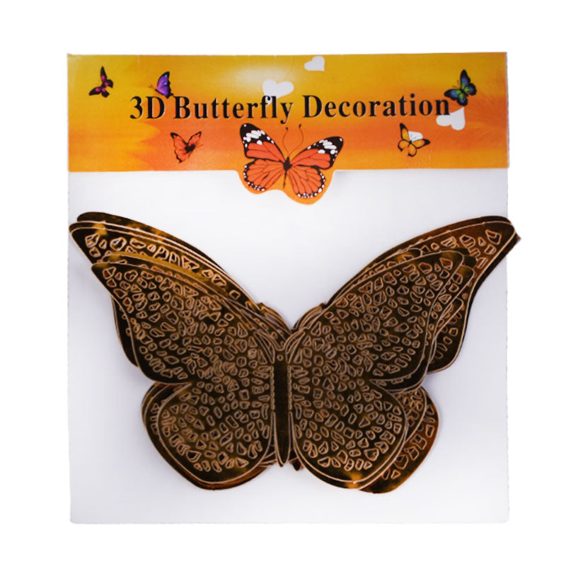 Cake Topper Golden Butterfly 12Pcs Set