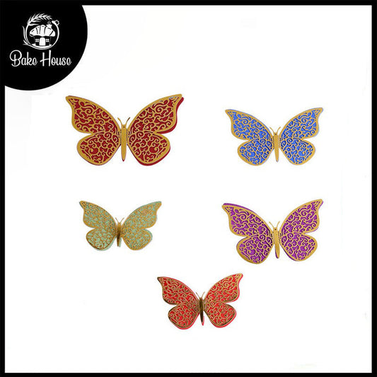 Cake Topper Multi Color & Design Butterflies 12Pcs Pack