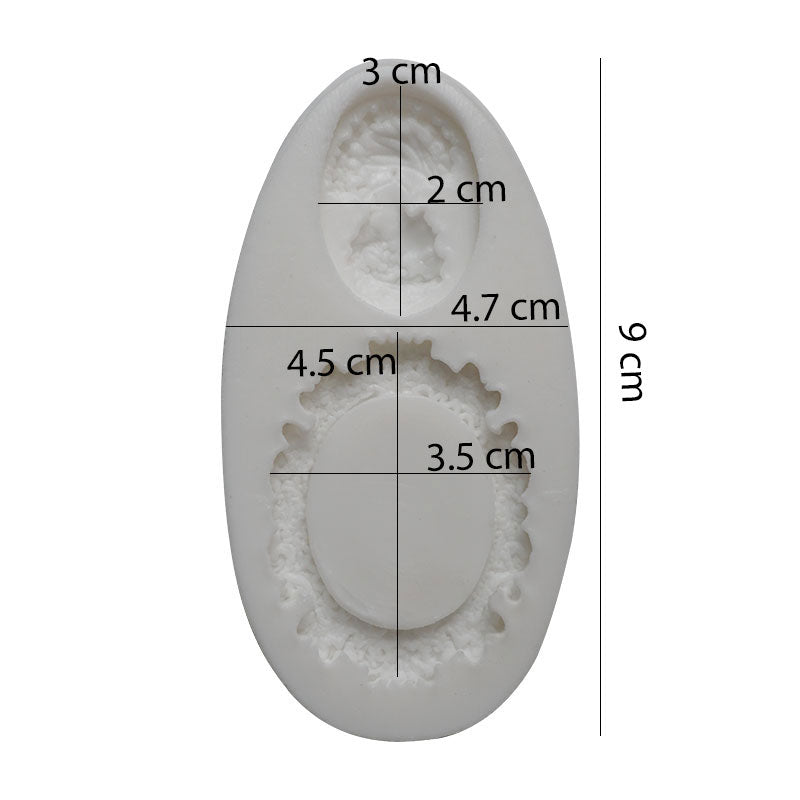 Cameo Picture & Oval Frame Silicone Fondant Mold 2 Cavity