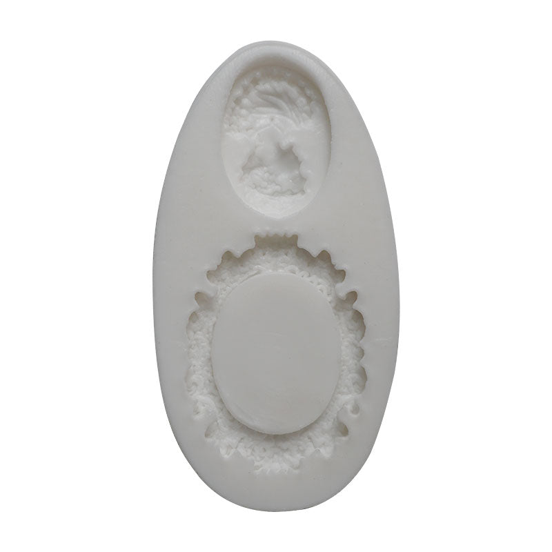 Cameo Picture & Oval Frame Silicone Fondant Mold 2 Cavity