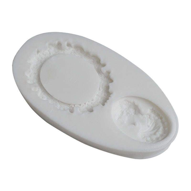 Cameo Picture & Oval Frame Silicone Fondant Mold 2 Cavity