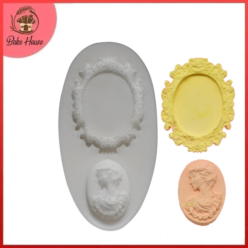 Cameo Picture & Oval Frame Silicone Fondant Mold 2 Cavity