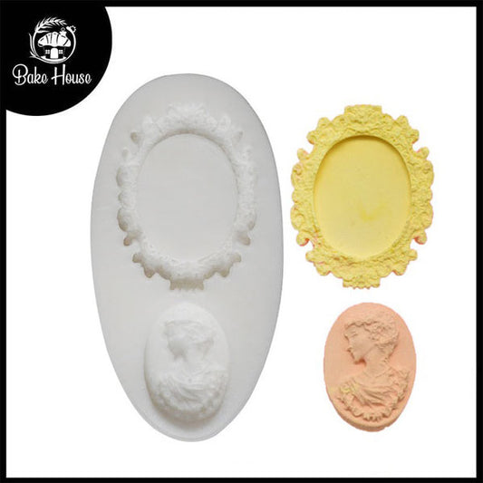 Cameo Picture & Oval Frame Silicone Fondant Mold 2 Cavity