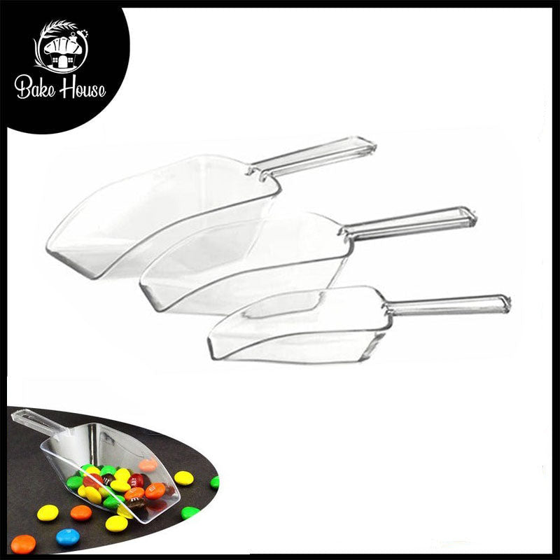 Candies & Multipurpose Transparent Plastic Scoop 3 Pcs Set