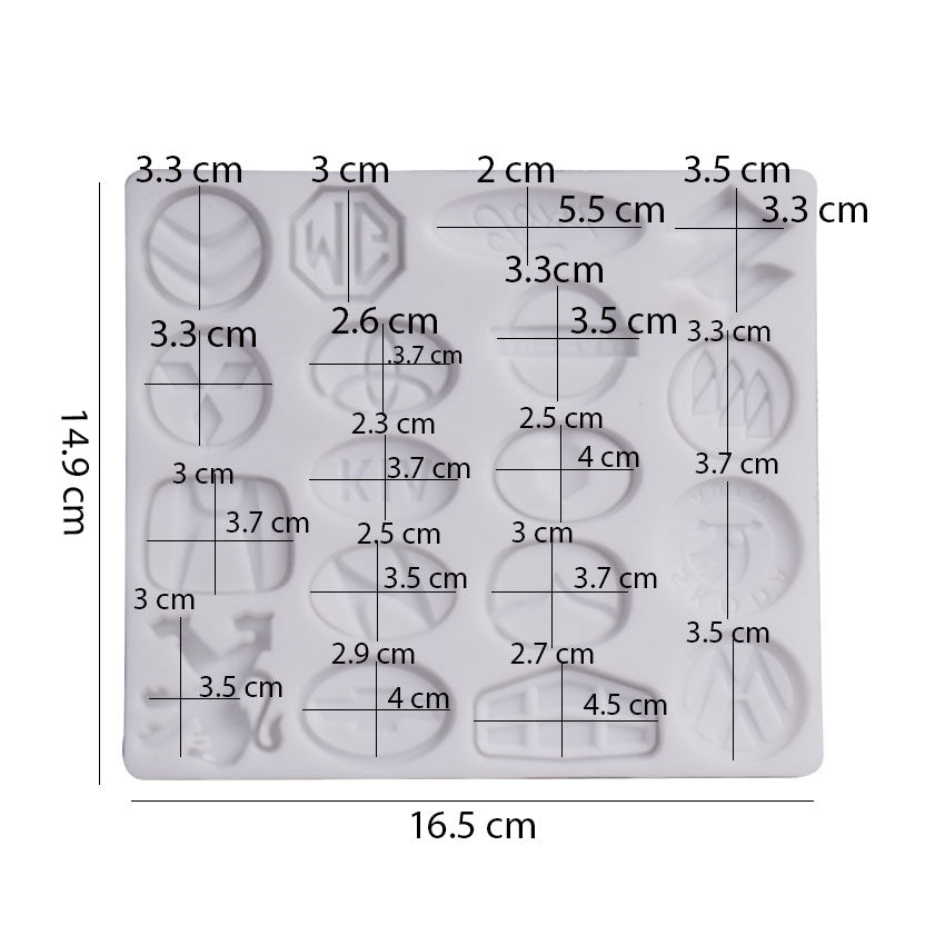 Car Brands Logos Silicone Fondant Mold 18 Cavity