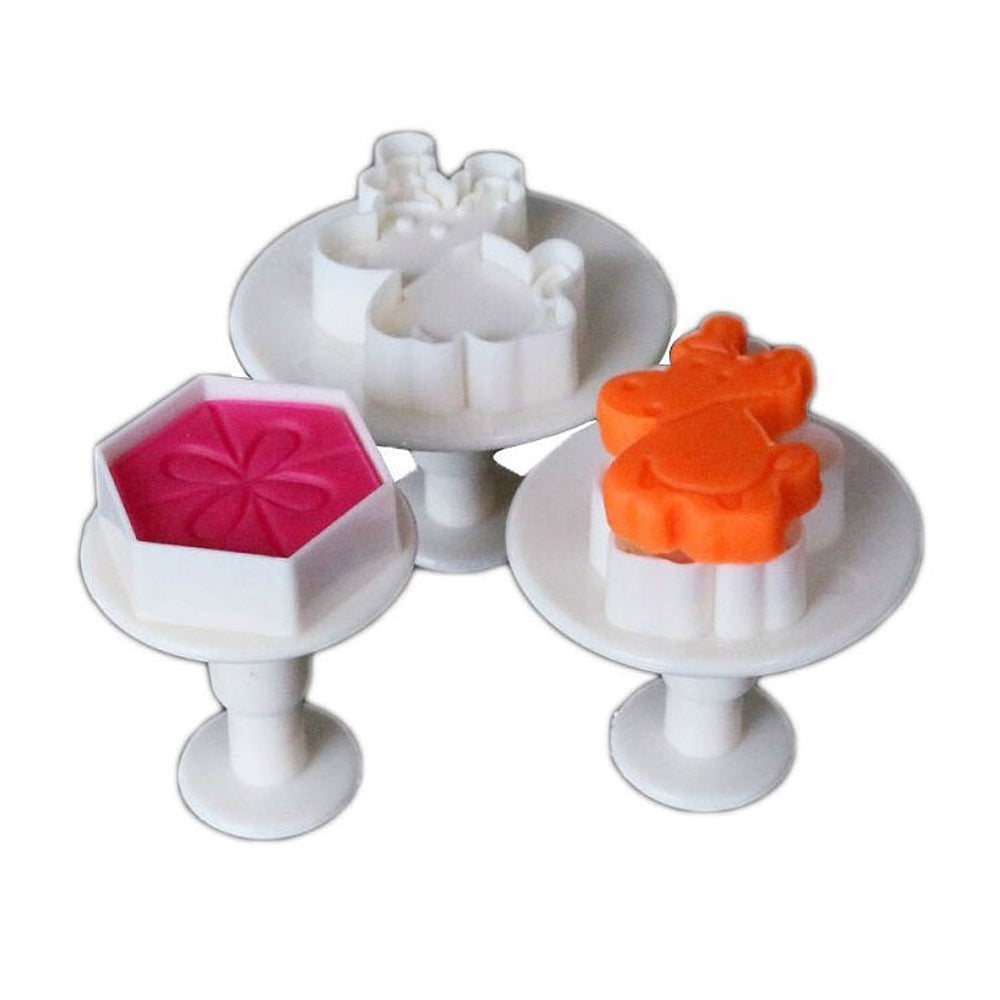 Cartoon Deer Fondant Plunger Cutter 3Pcs Set Plastic