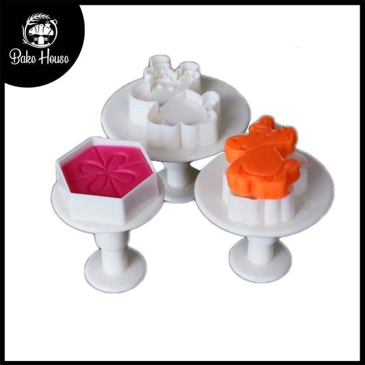 Cartoon Deer Fondant Plunger Cutter 3Pcs Set Plastic