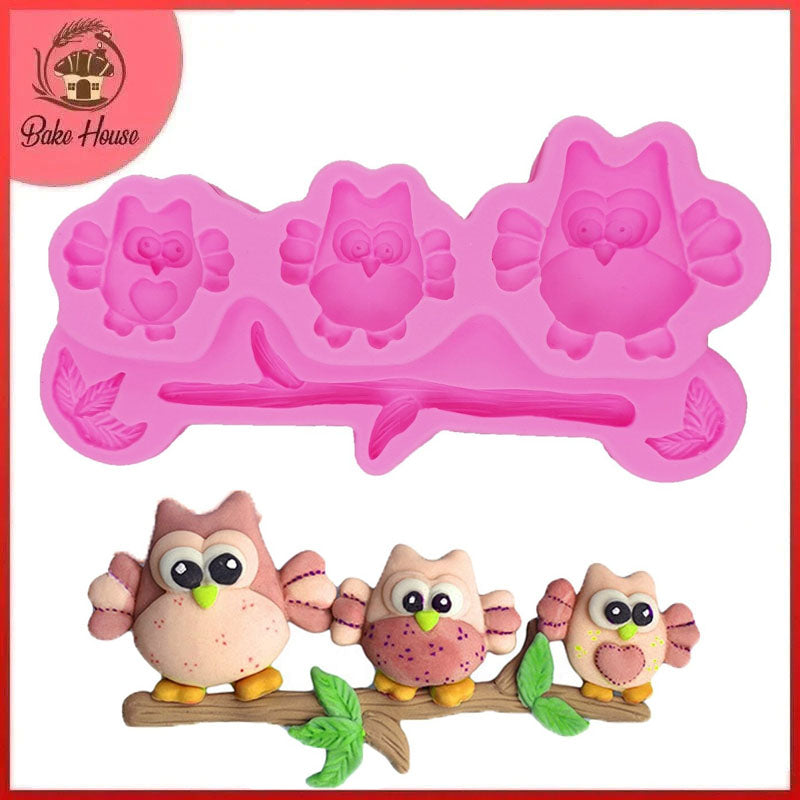 Cartoon Owl Silicone Fondant & Chocolate Mold 3 Cavity