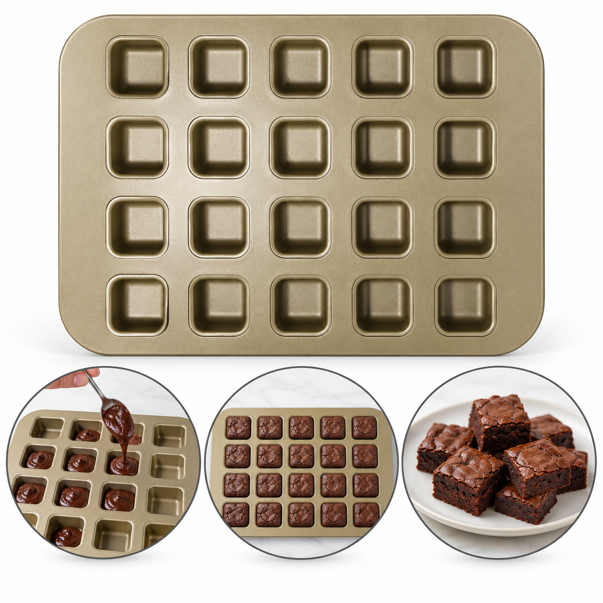 Nonstick Mini Brownie Baking Tray 20 Cavity