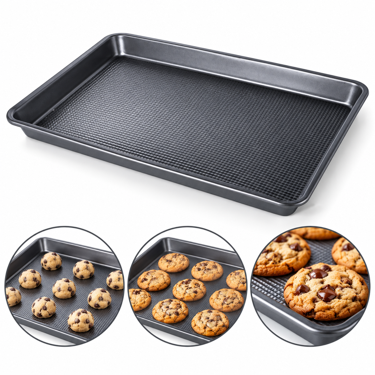 Nonstick Textured Rectangular Baking Tray Dark Grey