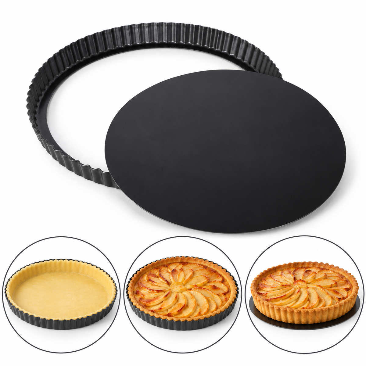 Non Stick Round Tart Pie Pan Loose Bottom 30cm