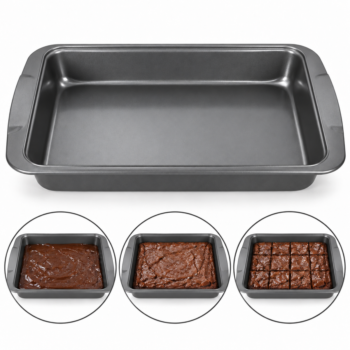 Non StickRectangular Cake & Brownie Baking Pan Grey 34 x 24cm