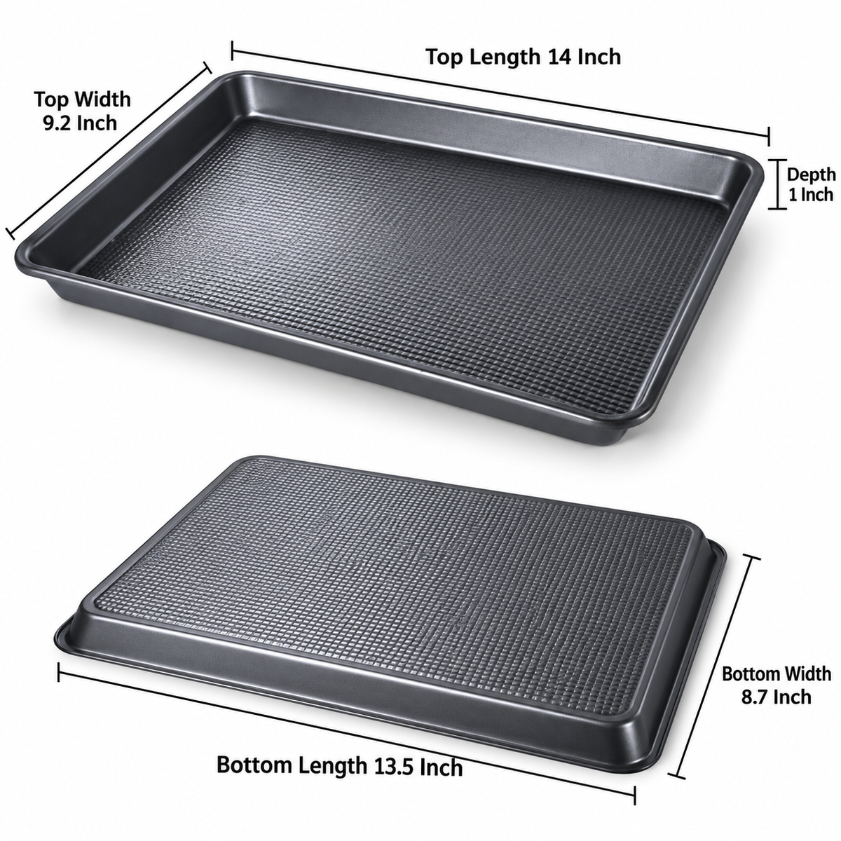 Nonstick Textured Rectangular Baking Tray Dark Grey