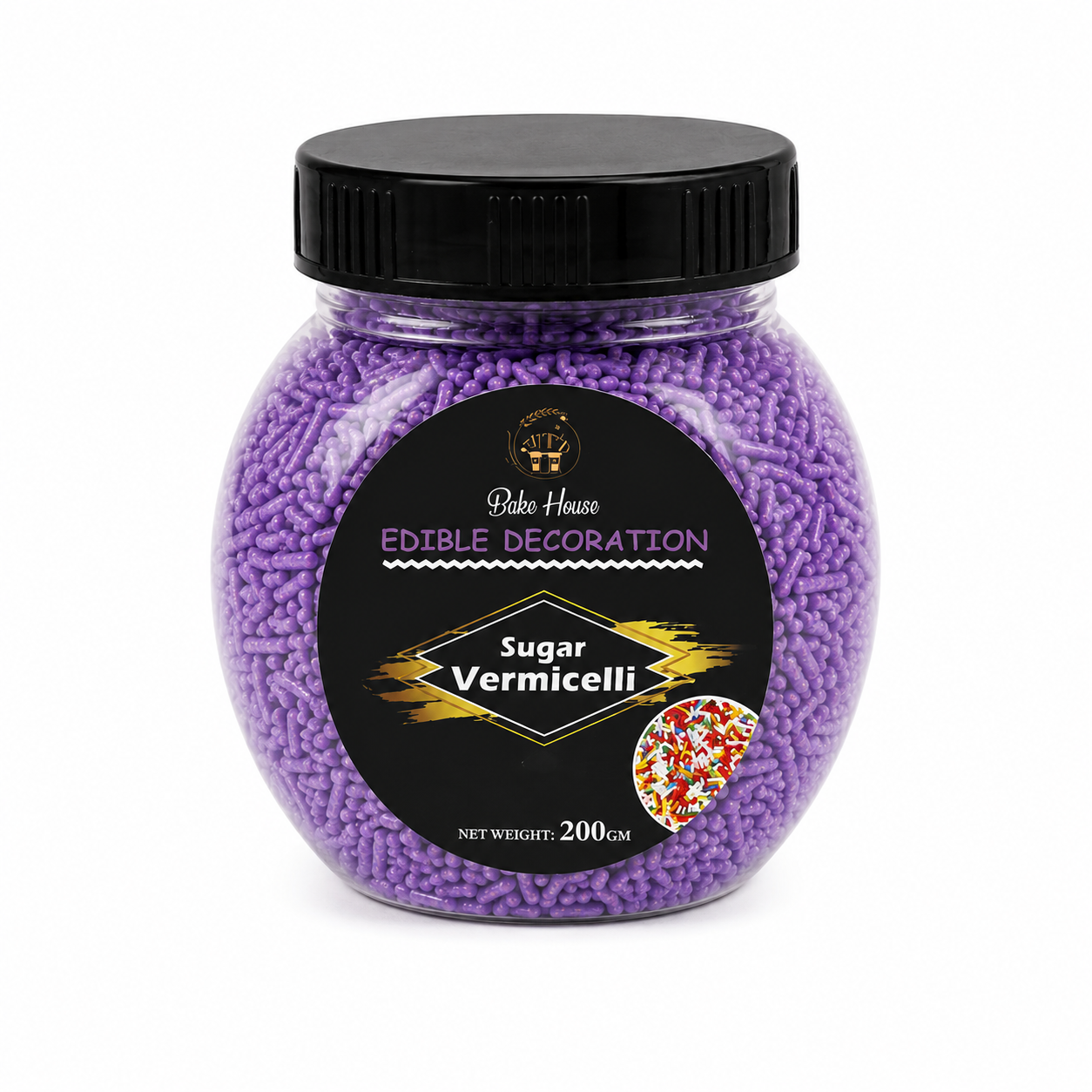 Edible Cake Decorating Vermicelli 200g Pack (Purple)
