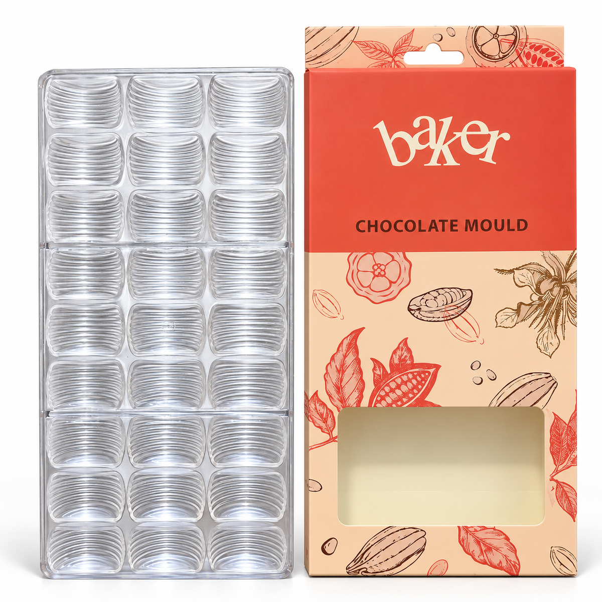 Ribbed Rectangle Shape Acrylic Chocolate Mold 27 Cavity