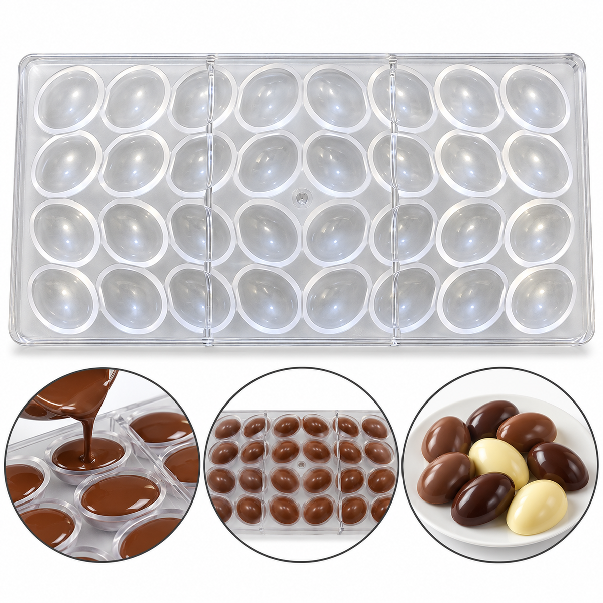 Egg Shape Acrylic Chocolate Mold 32 Cavity