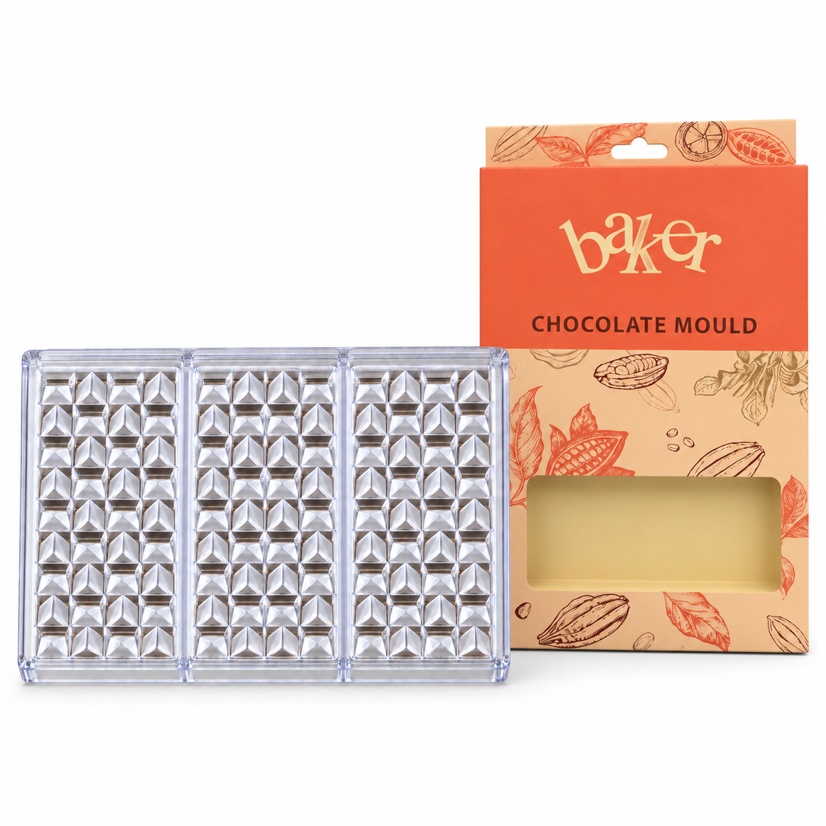 Triangle Pattern Acrylic Chocolate Bar Mold 3 Cavity