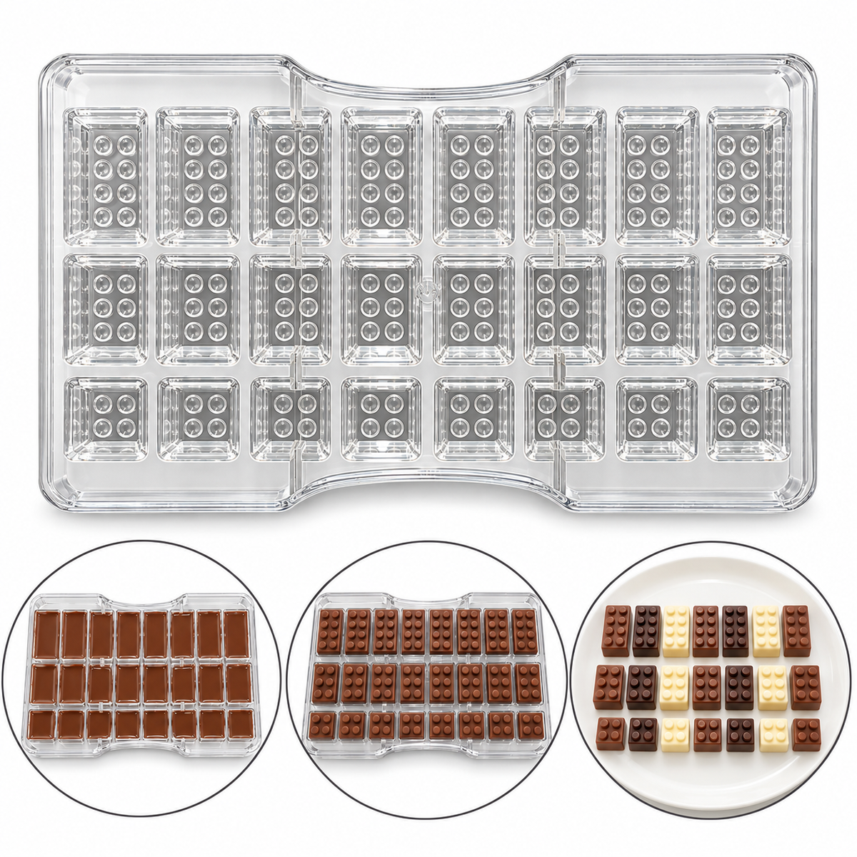 Building Block Shape Acrylic Chocolate Mold 24 Cavity