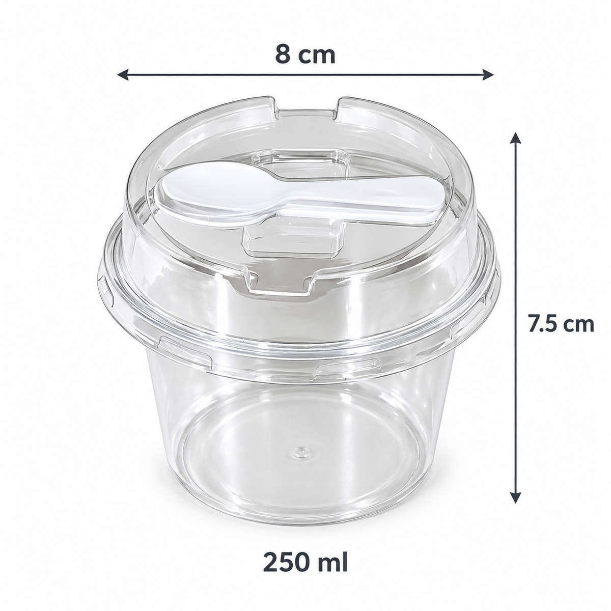Disposable Round Dessert Cup with Clear Lid & Spoon