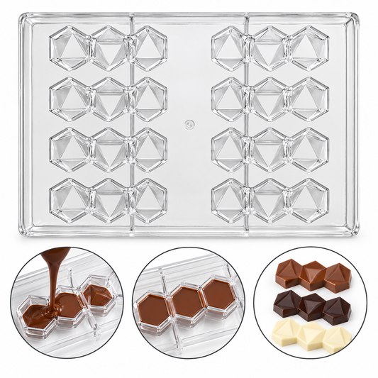 Triple Hexagon Shape Acrylic Chocolate Mold 8 Cavity