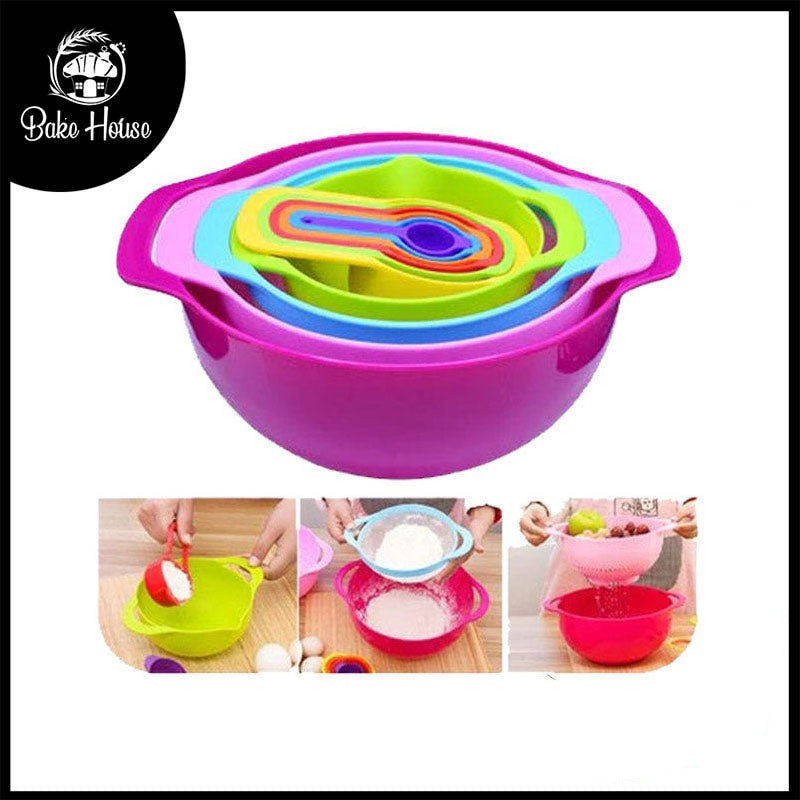 Colorful Mixing Bowl 10 Pcs Set With Measurement