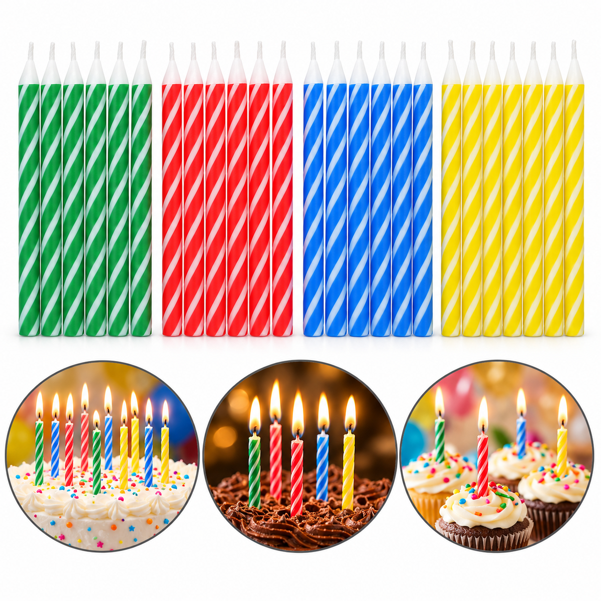 Multi Color Birthday Candle 24Pcs Set