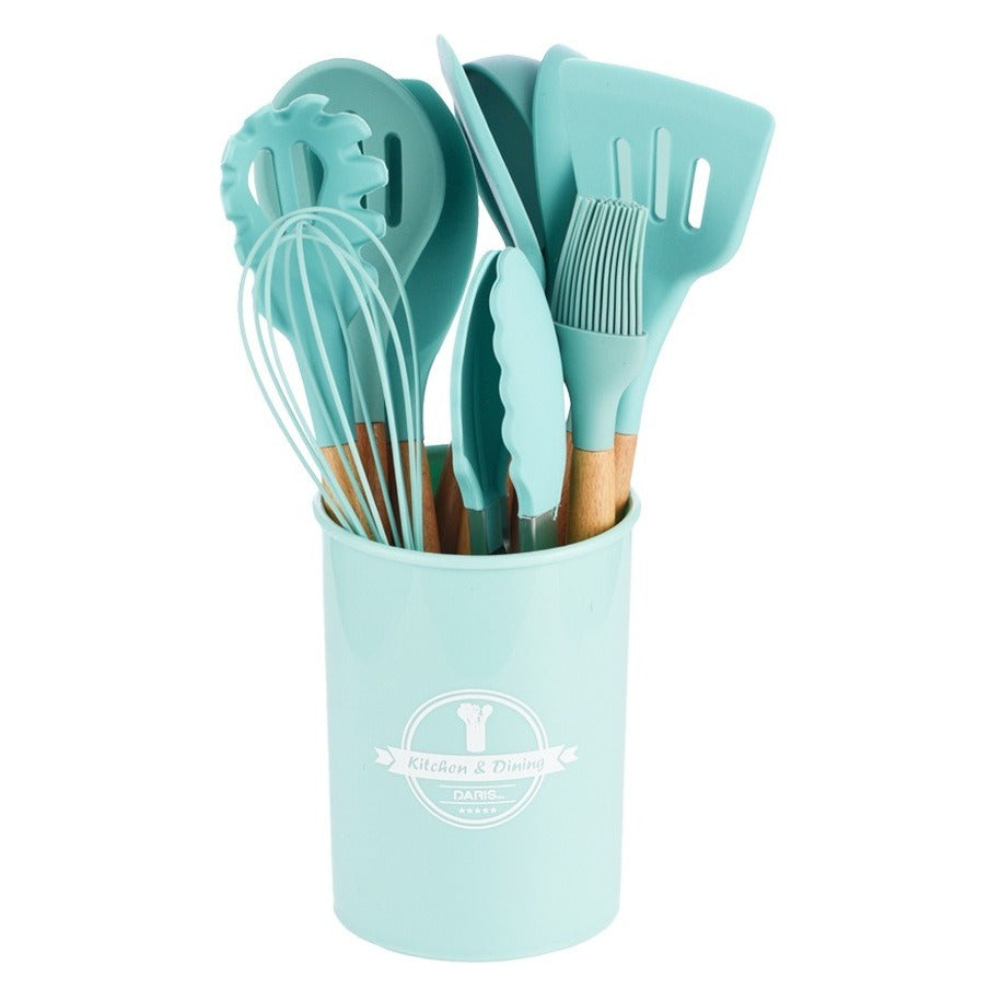 Complete Silicone Kitchen Utensils Set Wood Handle High Quality
