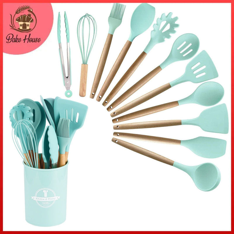 Complete Silicone Kitchen Utensils Set Wood Handle High Quality