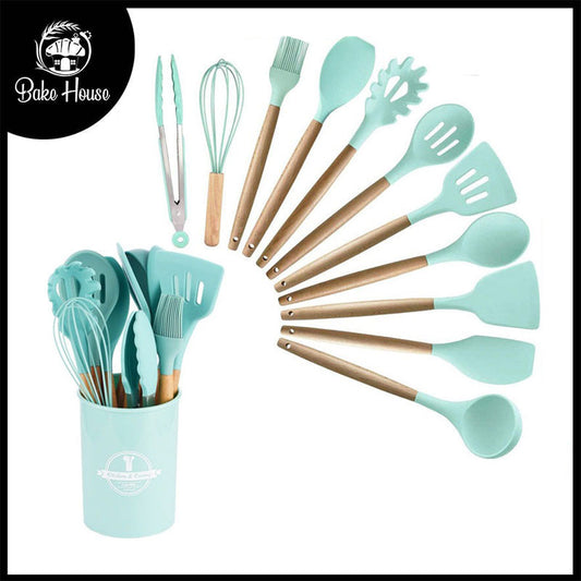 Complete Silicone Kitchen Utensils Set Wood Handle High Quality