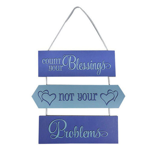 'Count Your Blessings Not Your Problems' Motivational Quote Wooden Wall Hanging Decor