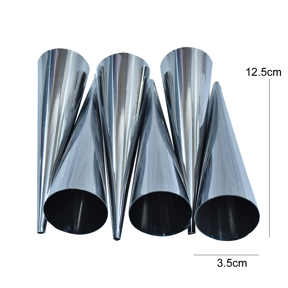 Cream Roll Cone Large 6Pcs Set Stainless Steel