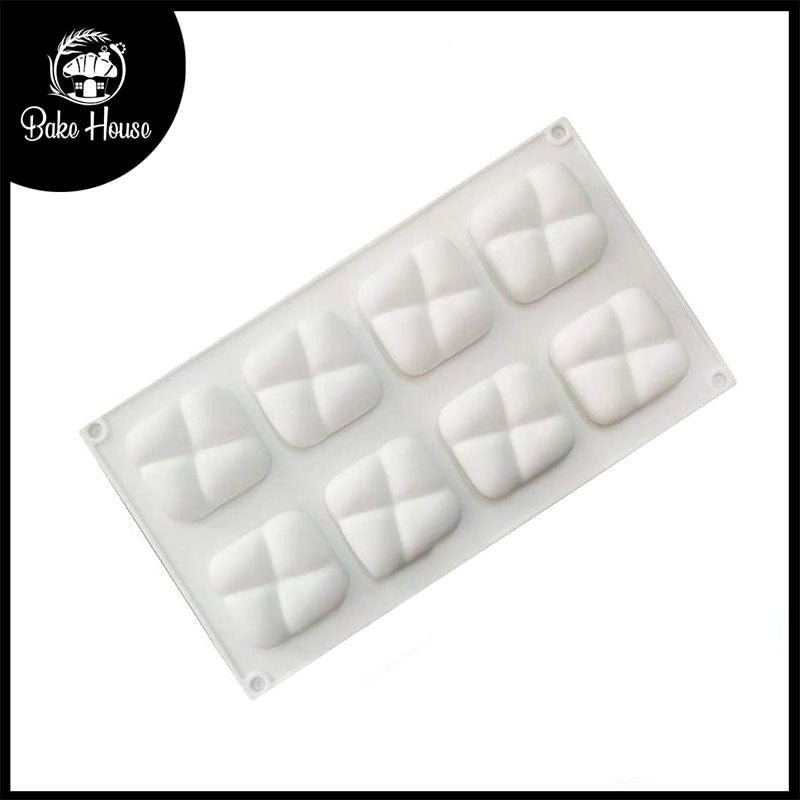 Crossed Sqaure Shape Mousse Chocolate Silicone Mold 8 Cavity