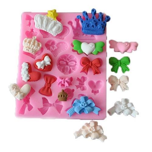 Crown, Bow & Heart Silicone Fondant & Chocolate Mold