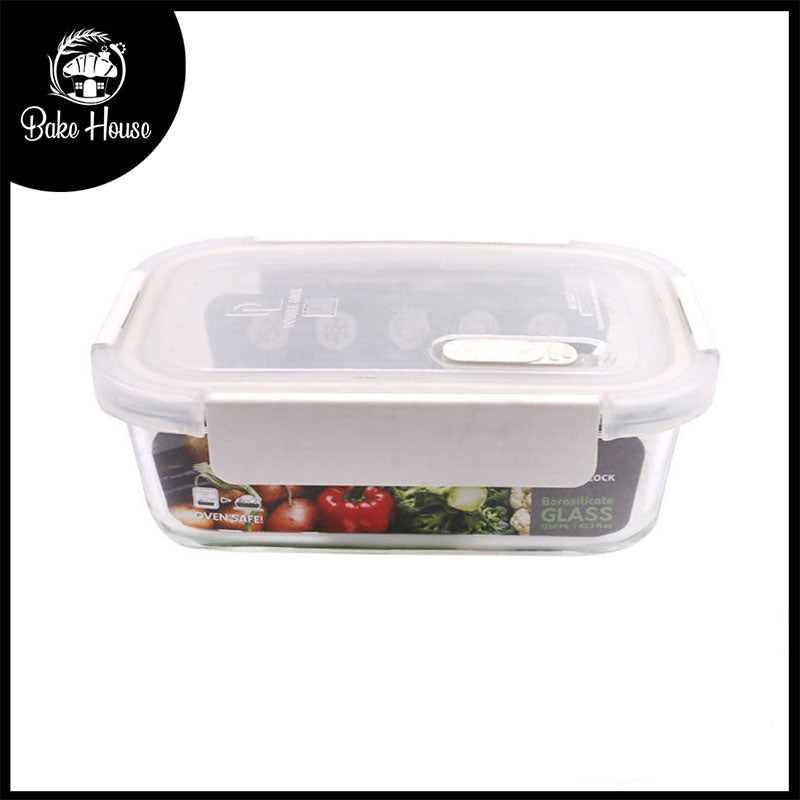 DL Airtight Borosilicate Glass Rectangle Storage Box 2 Compartments