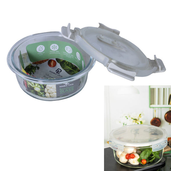 DL Airtight Borosilicate Glass Round Storage Box 450ml