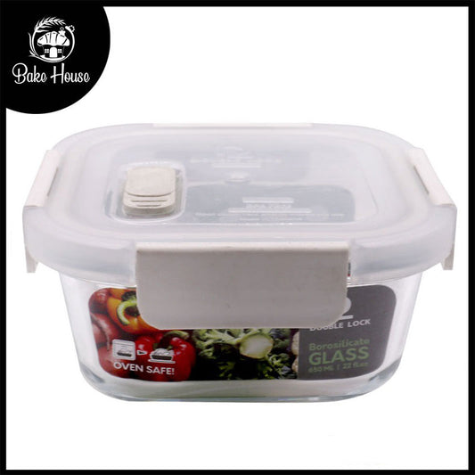 DL Airtight Borosilicate Glass Square Storage Box 650ml